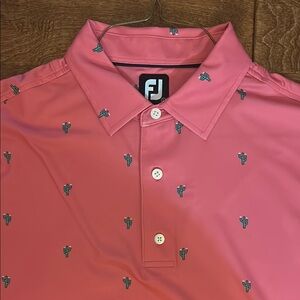 Men’s FOOTJOY pink cactus golf shirt L